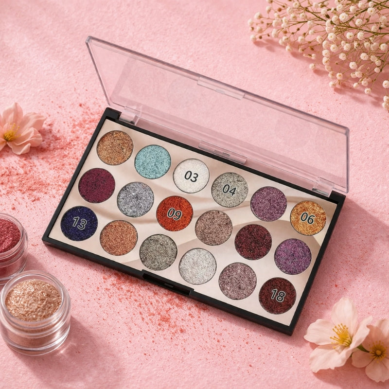 Miss Rose 18 Color Glitter Eyeshadow Palette