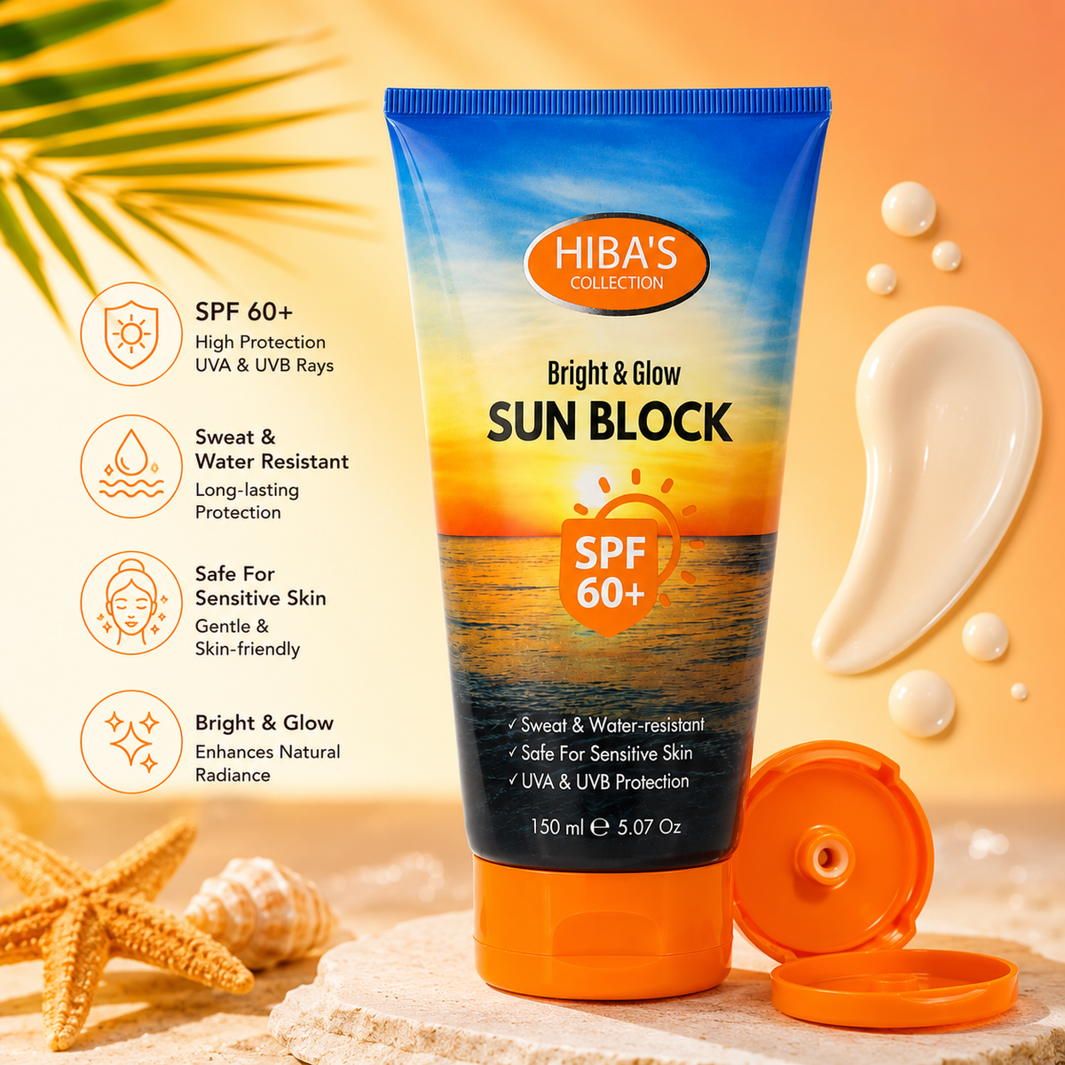 Hiba's Sunblock Bright Glow SPF 60 (150ml)