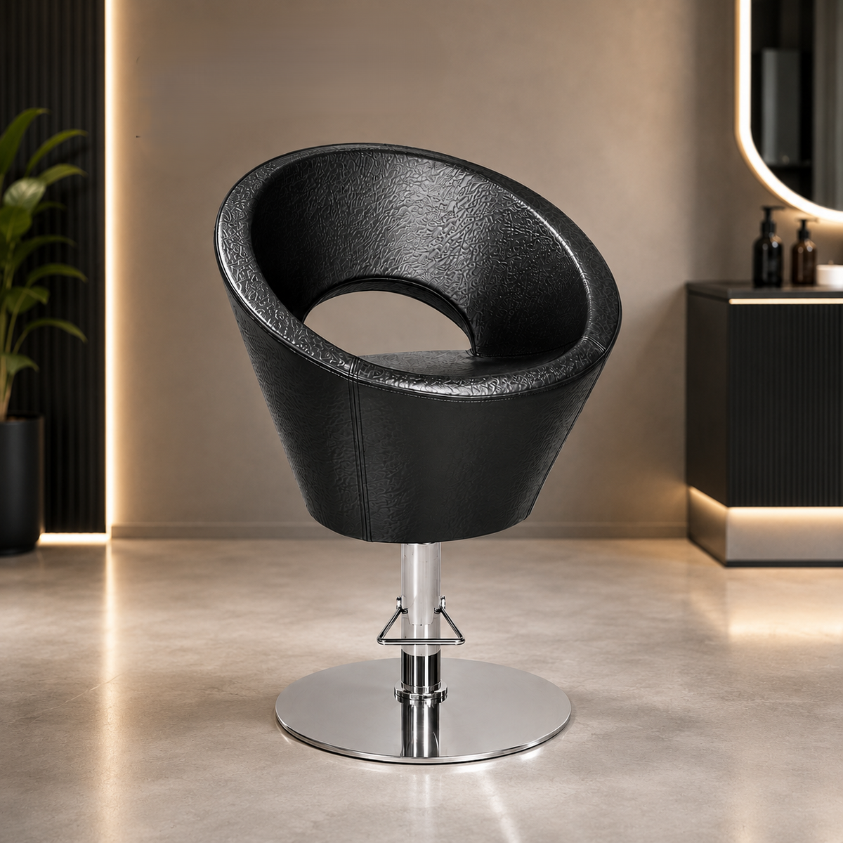 Professional Hydraulic Salon Styling Chair â€“ Premium Round Shell Barber & Beauty Chair | VYBEÂ®