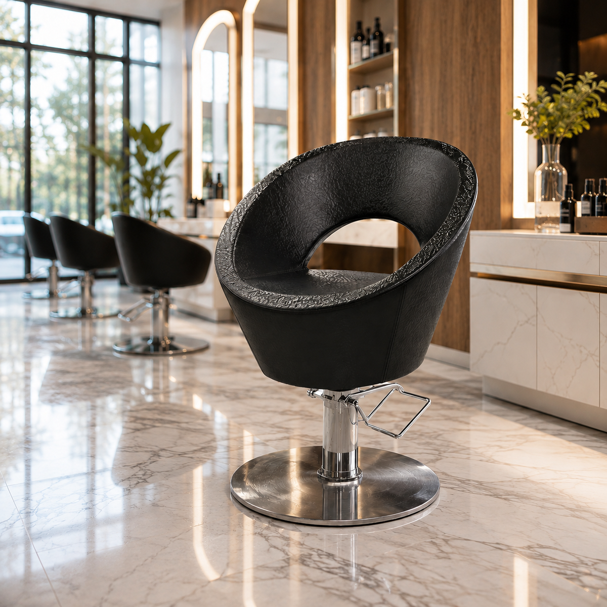 Professional Hydraulic Salon Styling Chair â€“ Premium Round Shell Barber & Beauty Chair | VYBEÂ®