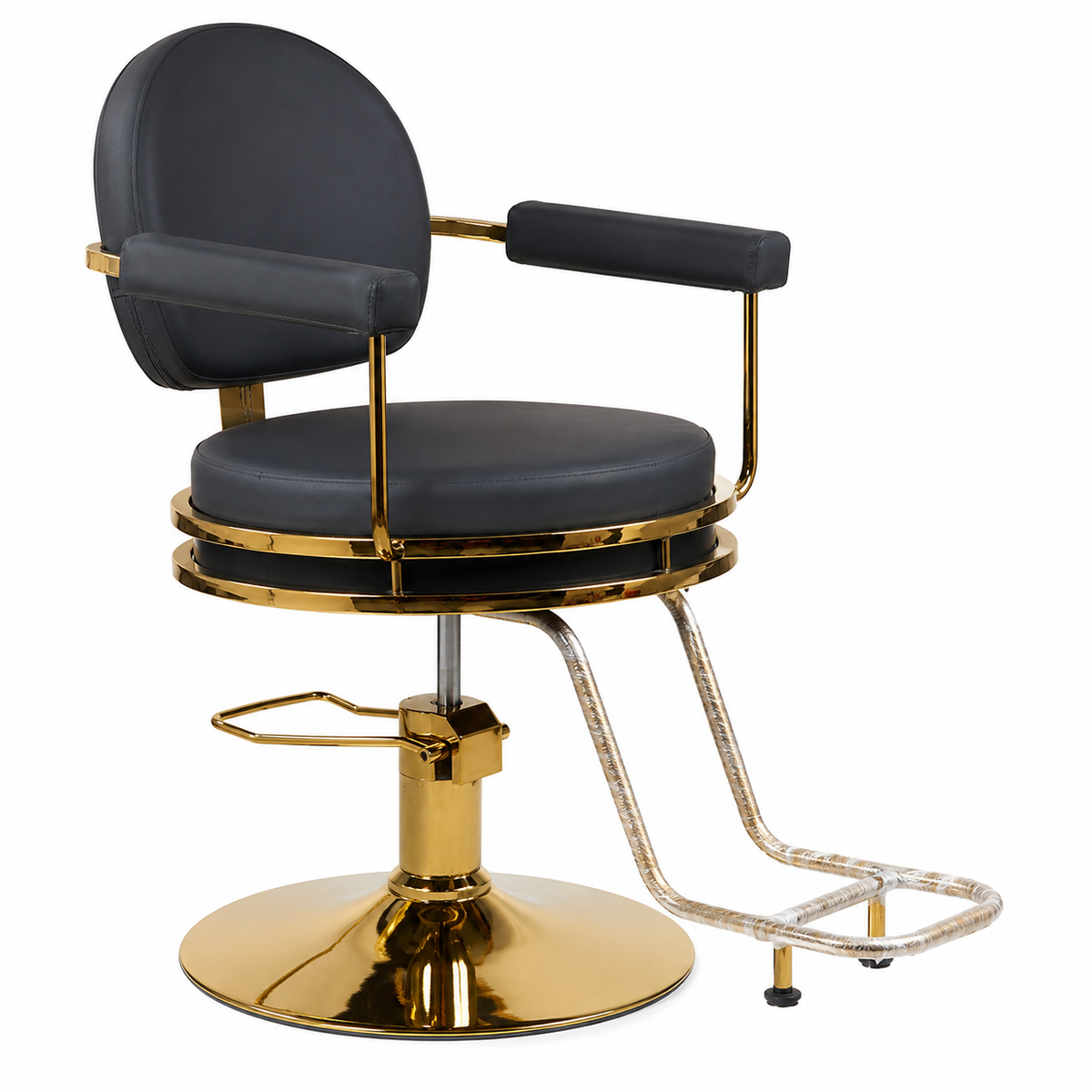Premium Hydraulic Salon Styling Chair with Gold Frame & Footrest for Beauty Salon | VYBEÂ®