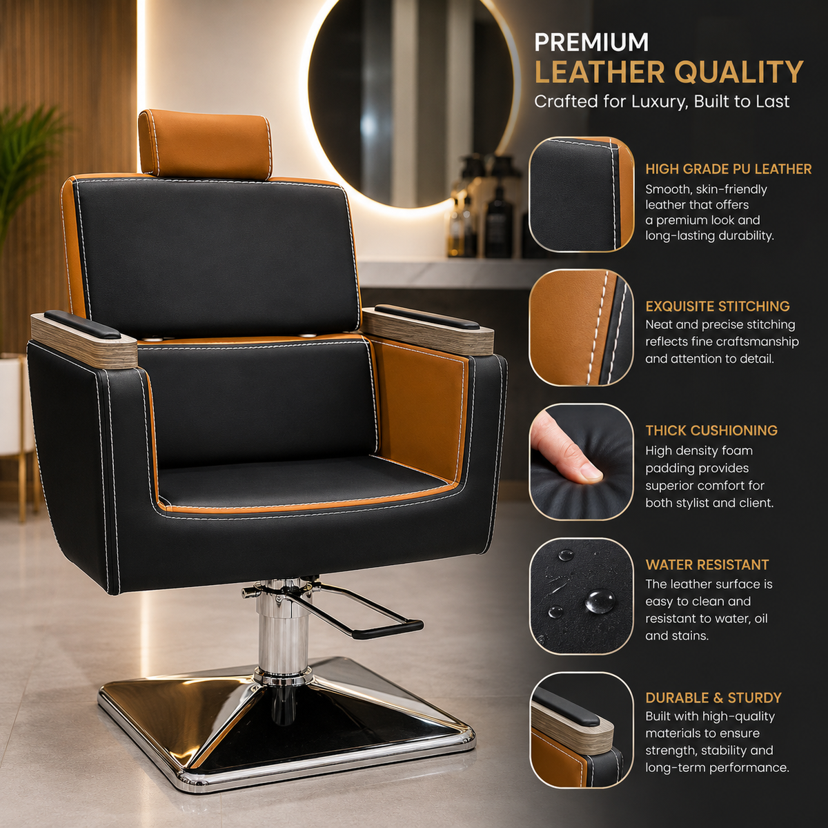 Professional Hydraulic Barber Chair Reclining Salon Styling Chair | VYBEÂ®