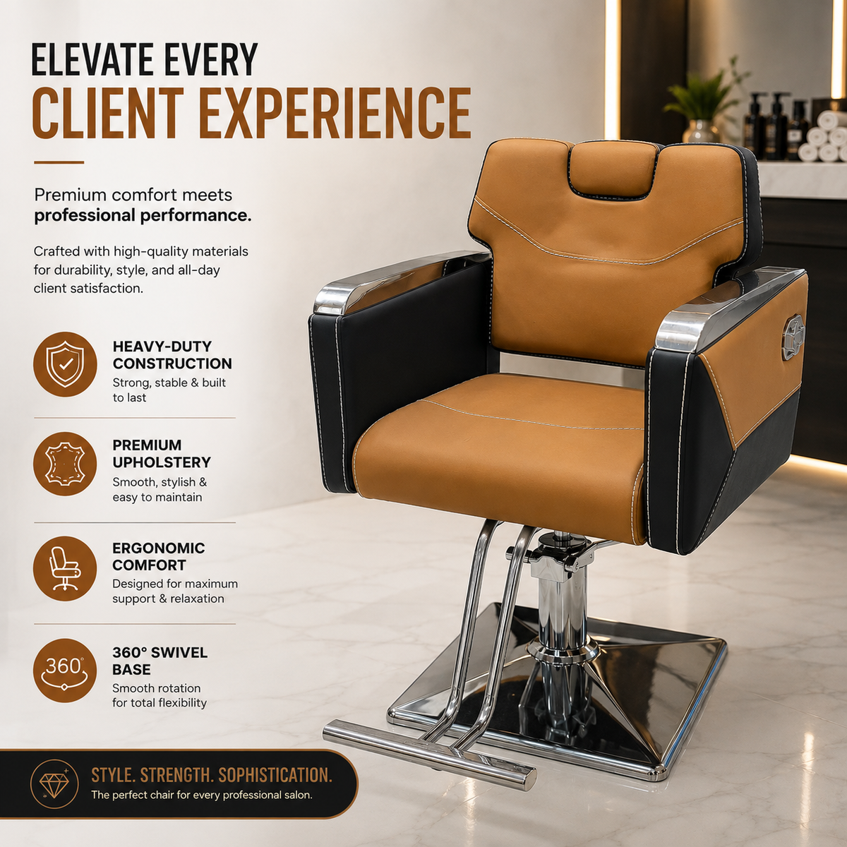 Professional Hydraulic Reclining Barber Chair for Barbershop & Salon | VYBEÂ®