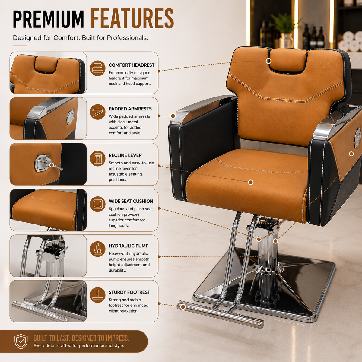 Professional Hydraulic Reclining Barber Chair for Barbershop & Salon | VYBEÂ®