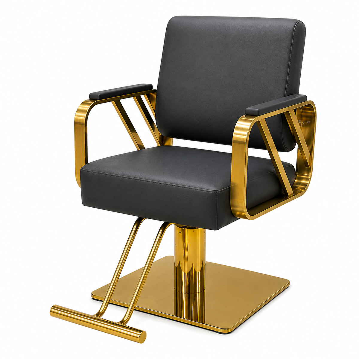 Modern Luxury Hydraulic Salon Styling Chair with Gold Stainless Steel Arms Beauty Salon Chair | VYBEÂ®