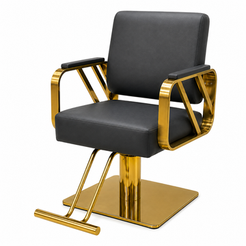 Modern Luxury Hydraulic Salon Styling Chair with Gold Stainless Steel Arms Beauty Salon Chair | VYBEÂ®