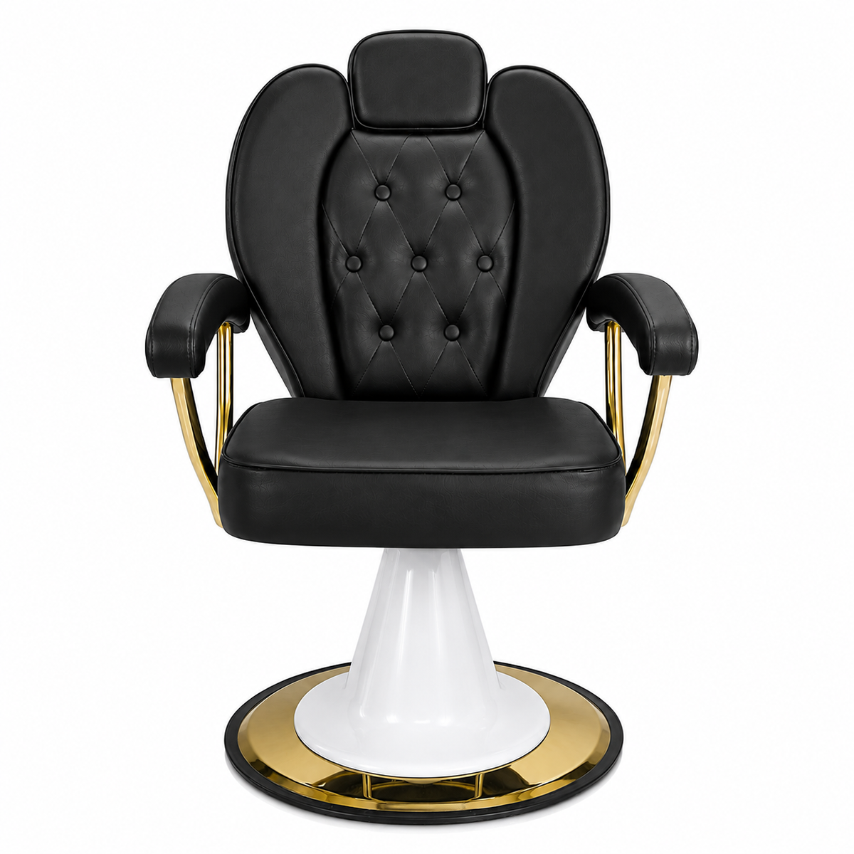 Luxury Hydraulic Barber Salon Chair with Gold Frame & Footrest â€“ Professional Styling Chair â€“ VYBEÂ®