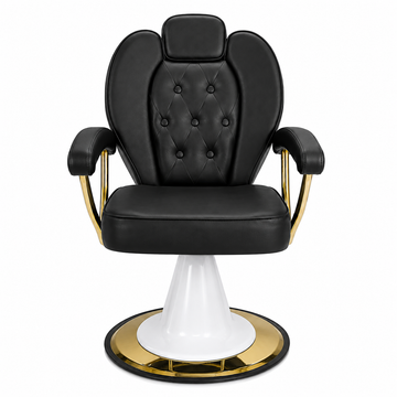 Luxury Hydraulic Barber Salon Chair with Gold Frame & Footrest â€“ Professional Styling Chair â€“ VYBEÂ®