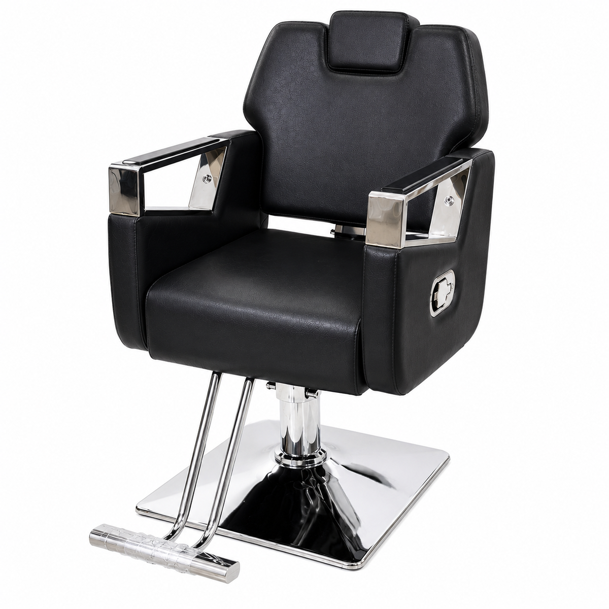 Professional Hydraulic Barber Chair with Premium PU Leather, Reclining Backrest & Chrome Armrests | VYBEÂ®