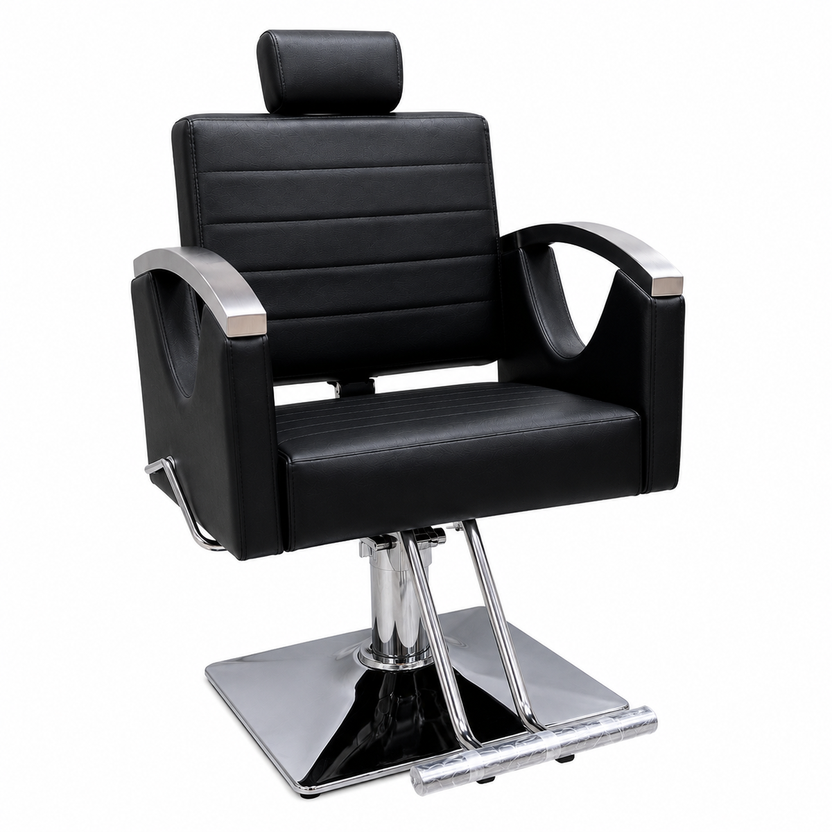Professional Hydraulic Salon Styling Chair with Adjustable Headrest & Square Chrome Base | VYBEÂ®