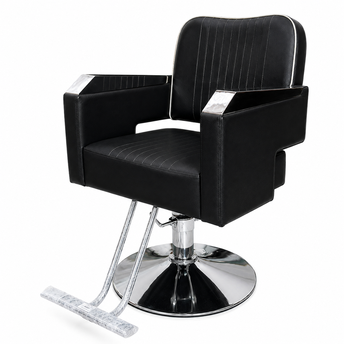 Professional Hydraulic Salon Styling Chair with Adjustable Headrest, Reclining Backrest & Chrome Armrests for Hair Salon Barber Spa | VYBEÂ®