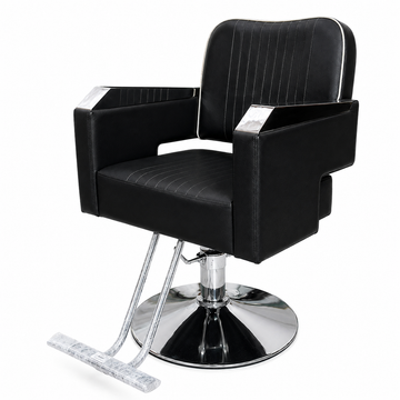 Professional Hydraulic Salon Styling Chair with Adjustable Headrest, Reclining Backrest & Chrome Armrests for Hair Salon Barber Spa | VYBEÂ®