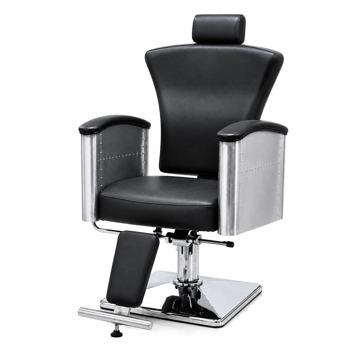 Professional Hydraulic Reclining Barber Chair with Adjustable Headrest, Heavy Duty Salon Styling Chair, Black PU Leather | VYBEÂ®