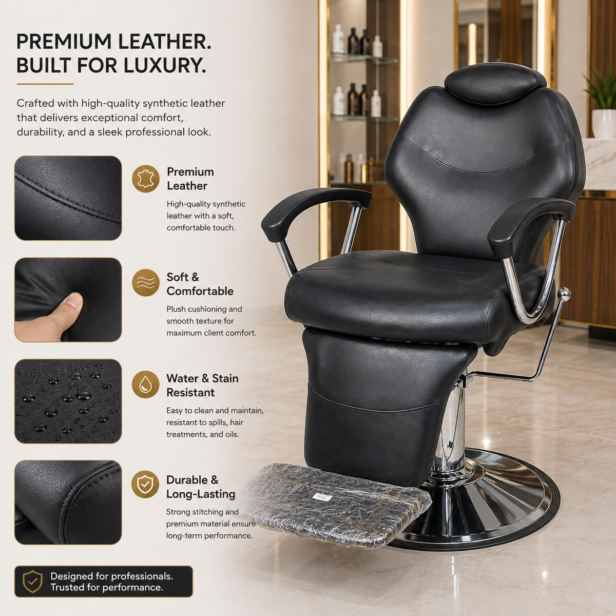 Professional Hydraulic Reclining Salon Chair | Barber & Beauty Styling Chair | VYBEÂ®