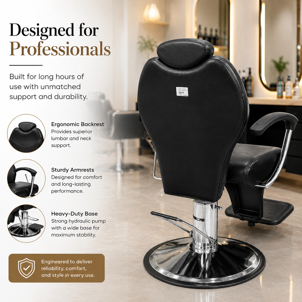 Professional Hydraulic Reclining Salon Styling Chair with Adjustable Headrest & Footrest | VYBEÂ®