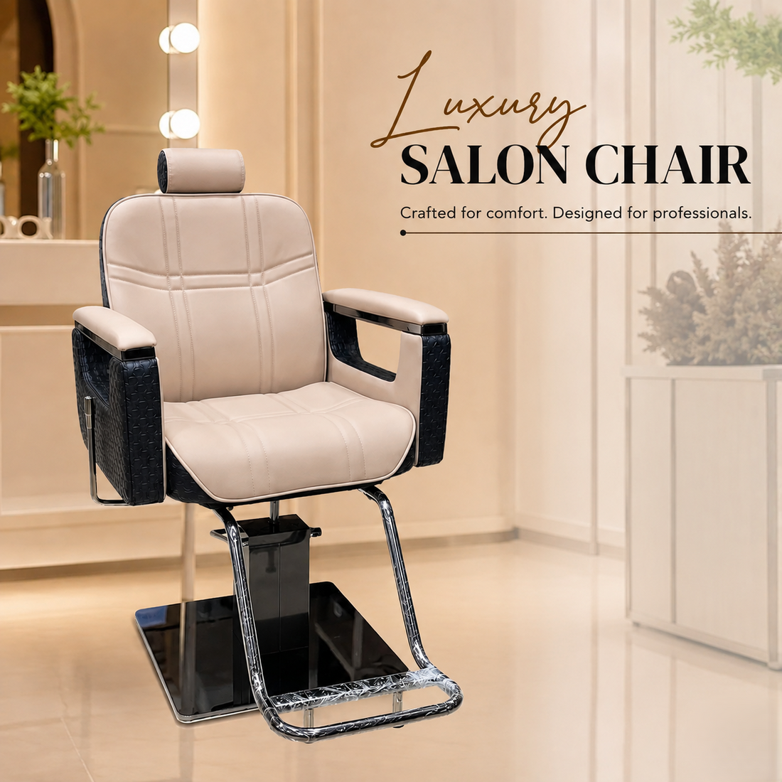Premium Hydraulic Barber Chair with Adjustable Headrest & Square Base for Salon & Barbershop | VYBEÂ®