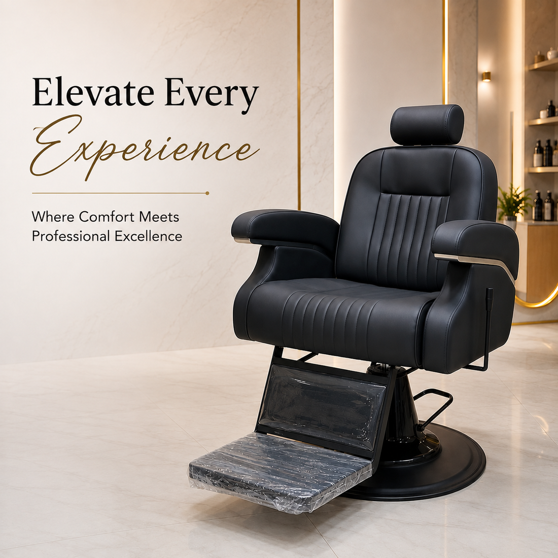 Luxury Professional Hydraulic Barber Chair with Adjustable Headrest & Reclining Backrest | VYBEÂ®
