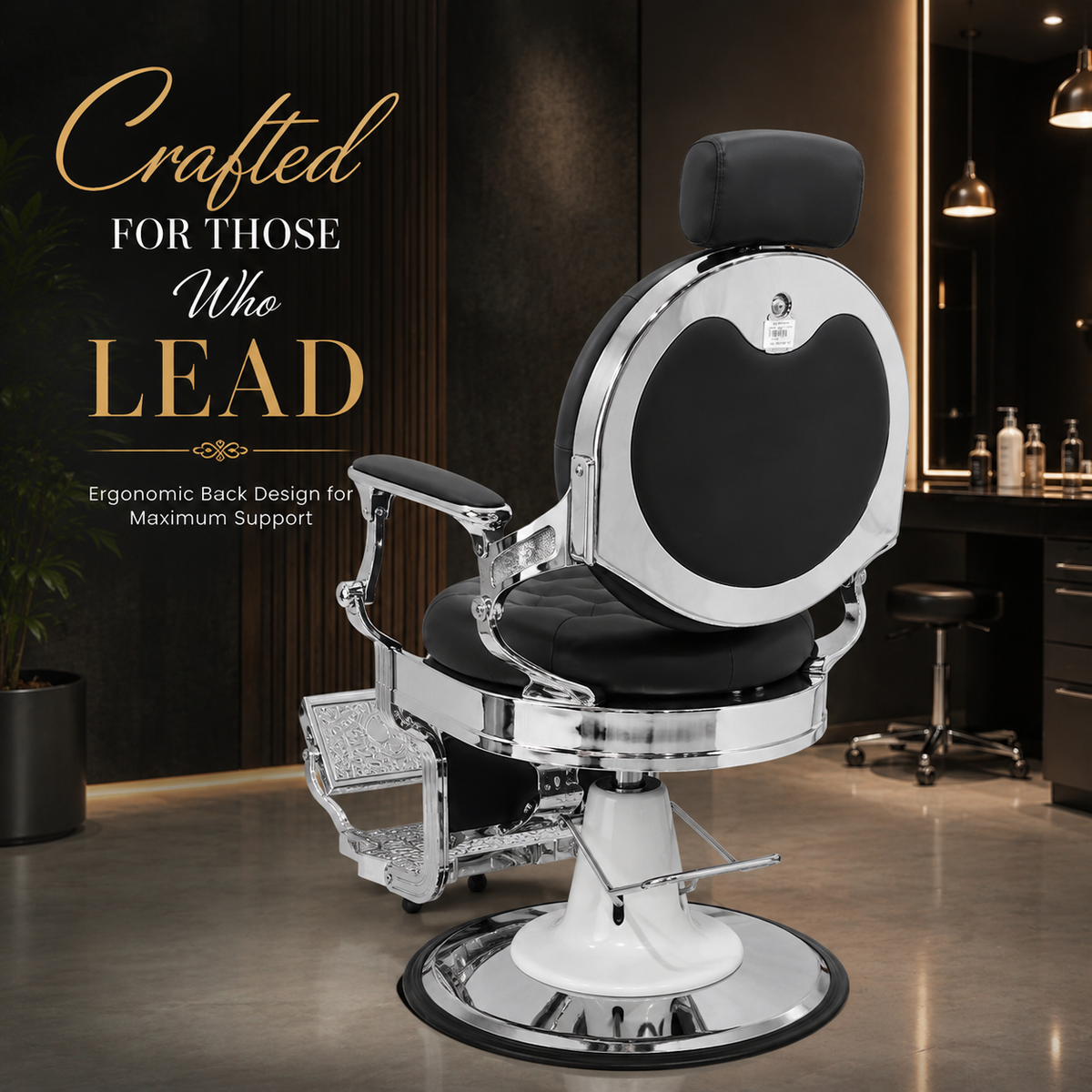 Vintage Luxury Hydraulic Barber Chair with Reclining Backrest & Adjustable Headrest | VYBEÂ®
