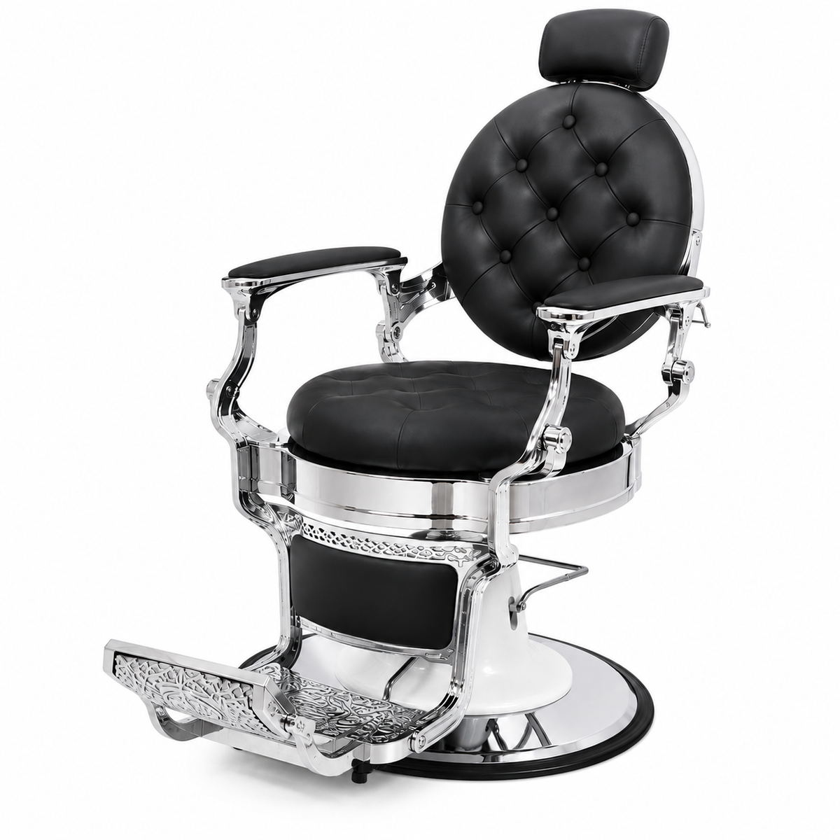 Vintage Luxury Hydraulic Barber Chair with Reclining Backrest & Adjustable Headrest | VYBEÂ®