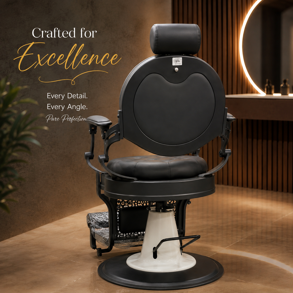 Professional Hydraulic Reclining Barber Chair with Adjustable Headrest & Footrest â€“ Heavy Duty Salon Styling Chair | VYBEÂ®