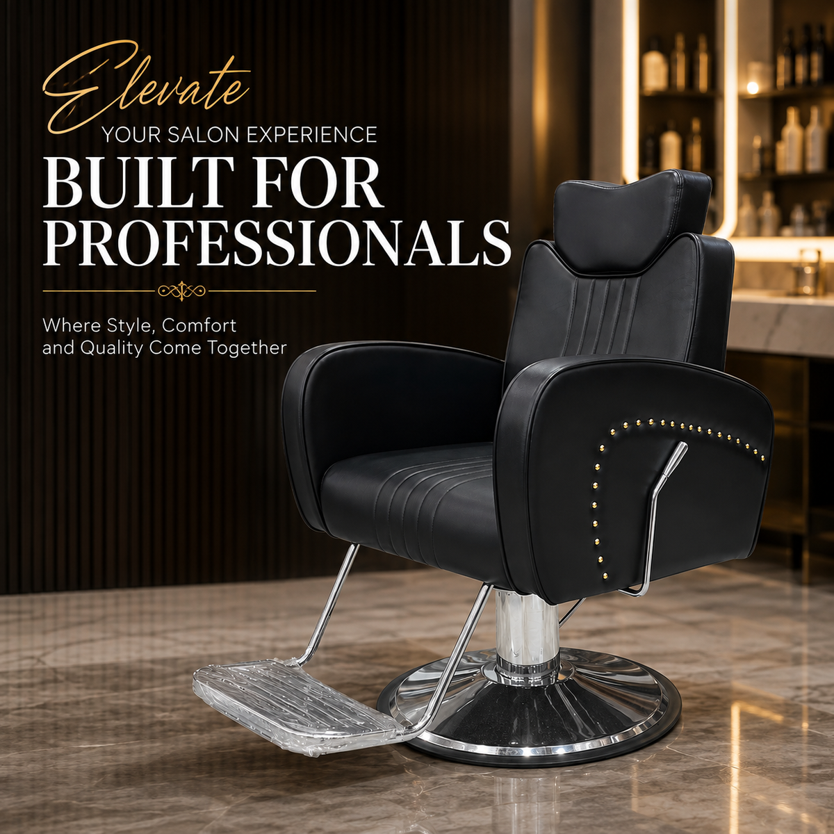 Professional Hydraulic Salon Styling Chair with PU Leather & Footrest VYBEÂ®