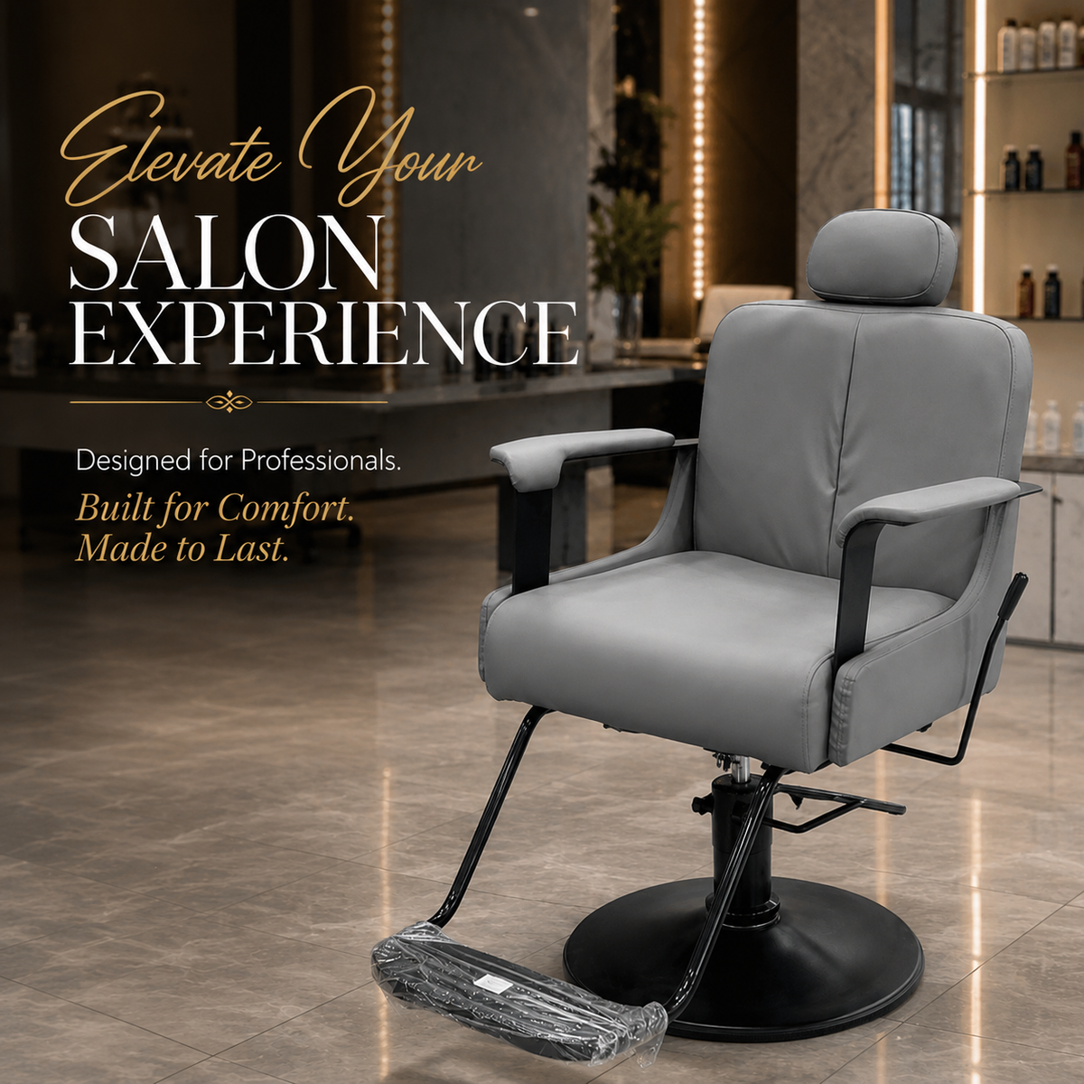 Premium Hydraulic Salon Styling Chair with Adjustable Headrest & Footrest | VYBEÂ®