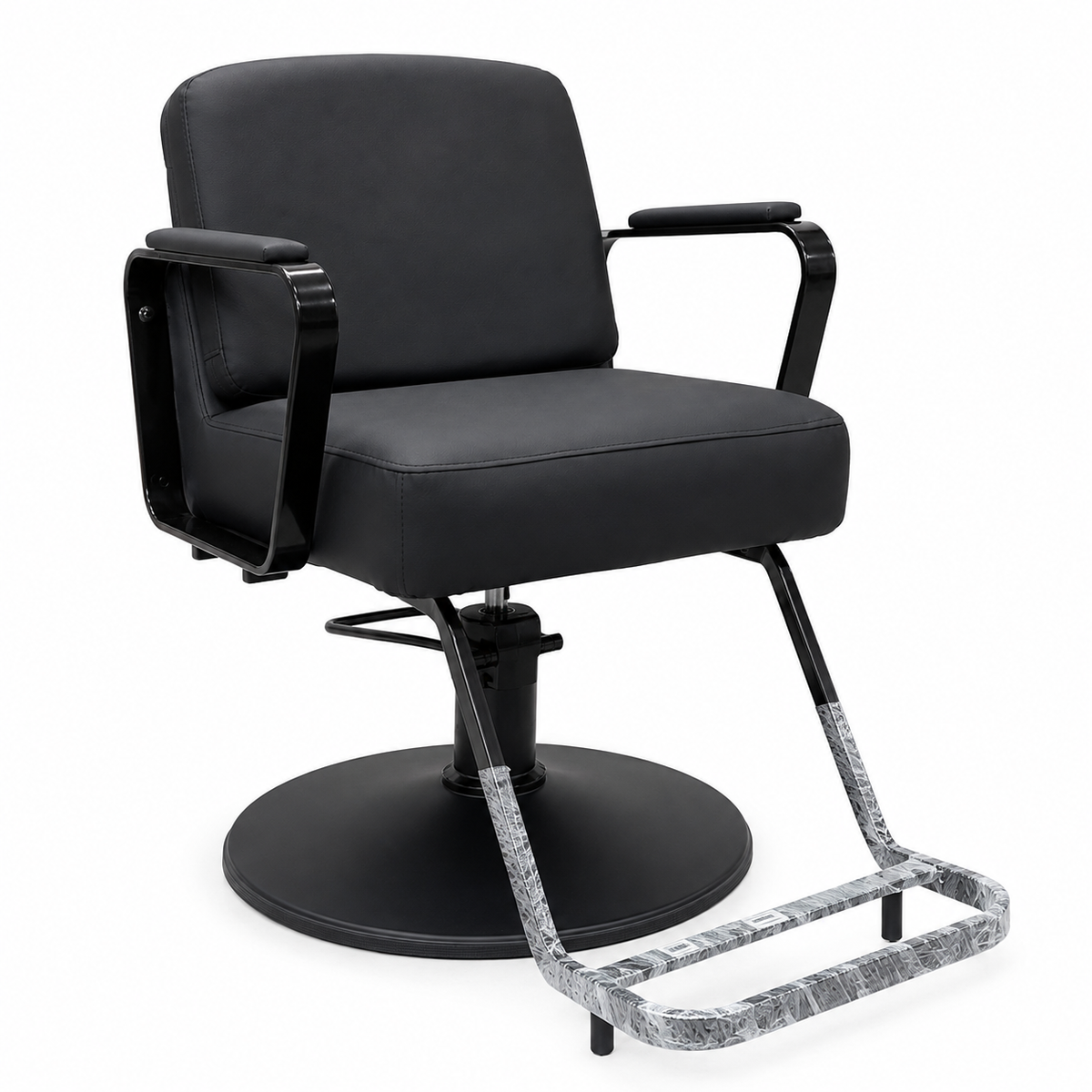 Professional Hydraulic Salon Styling Chair with Footrest & PU Leather Black | VYBEÂ®