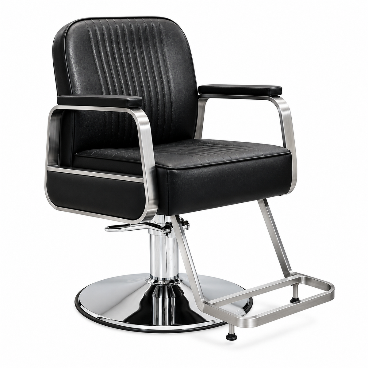 Professional Hydraulic Salon Styling Chair with Premium PU Leather, Metal Armrests & Footrest VYBEÂ®