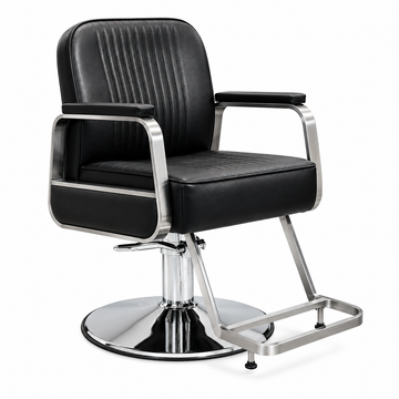 Professional Hydraulic Salon Styling Chair with Premium PU Leather, Metal Armrests & Footrest VYBEÂ®
