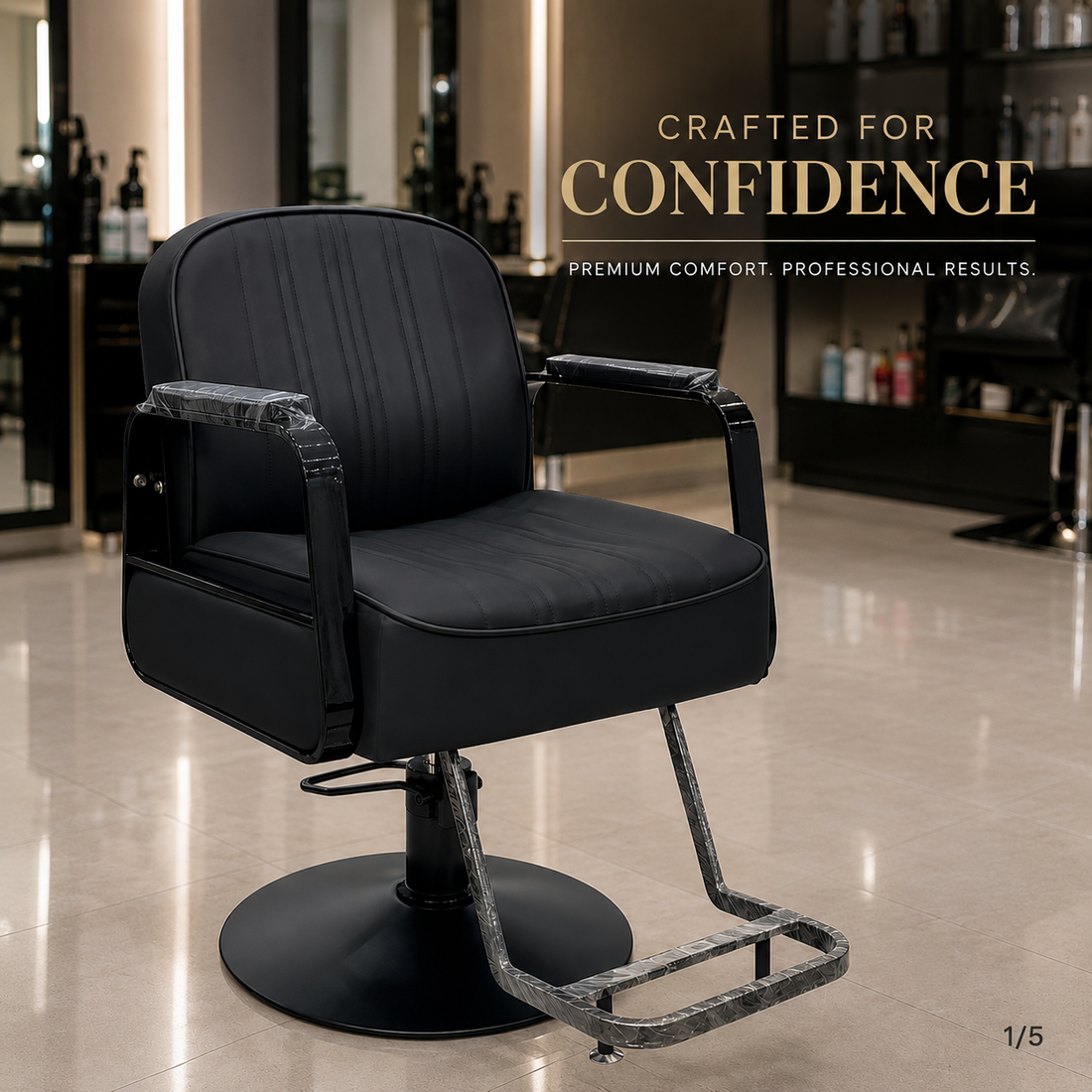Professional Hydraulic Salon Styling Chair with Padded Armrests & Footrest | VYBEÂ®
