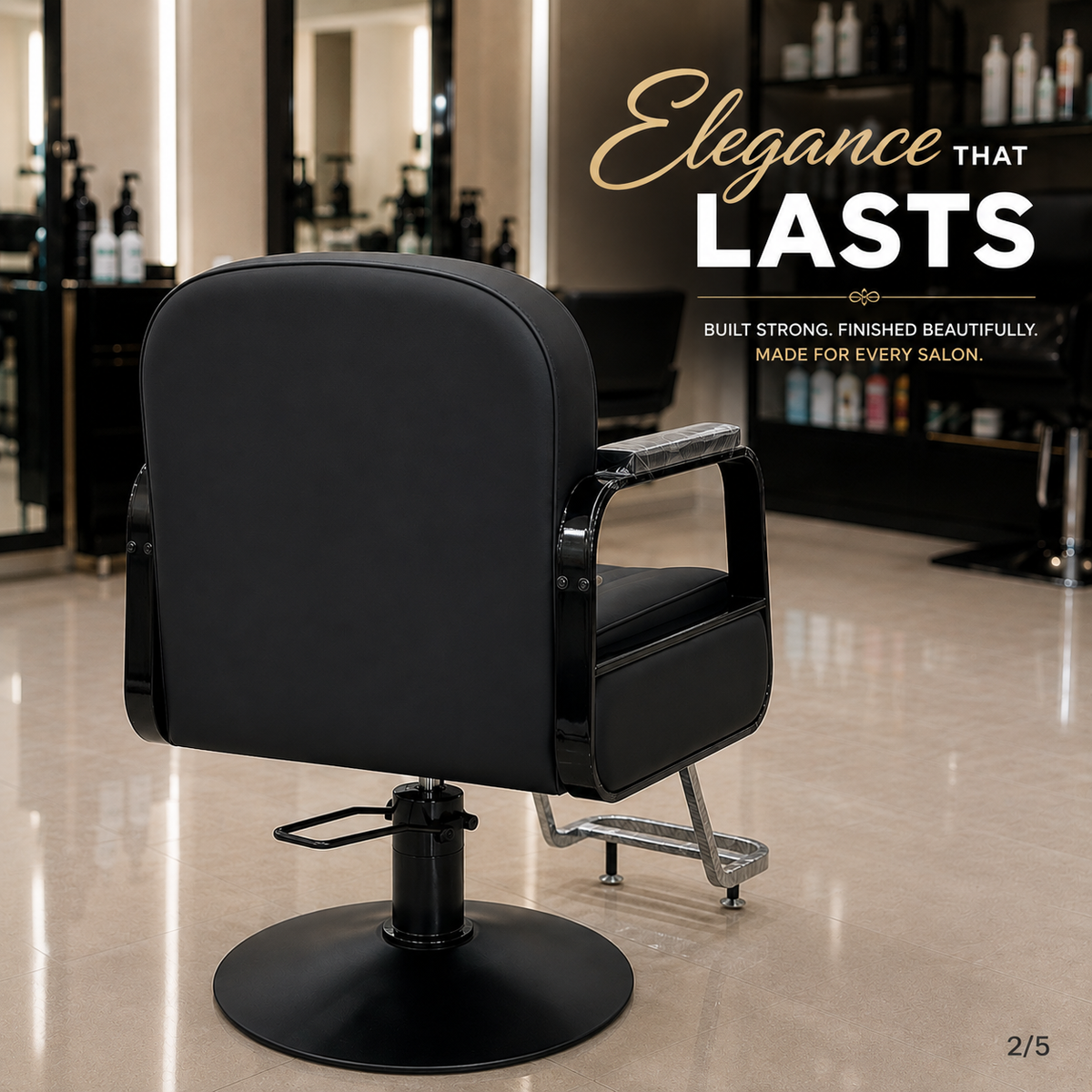 Professional Hydraulic Salon Styling Chair with Padded Armrests & Footrest | VYBEÂ®