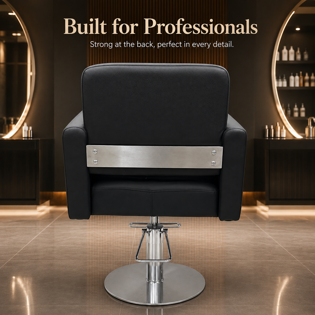 Luxury Hydraulic Salon Styling Chair with Premium PU Leather & Heavy-Duty Round Base VYBEÂ®