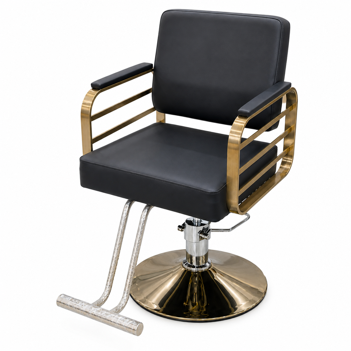 Luxury Gold Frame Hydraulic Salon Styling Chair with Premium PU Leather VYBEÂ®