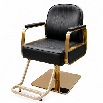 Luxury Gold Hydraulic Salon Styling Chair with Premium PU Leather, Ergonomic Backrest & Heavy-Duty Square Base | VYBEÂ®