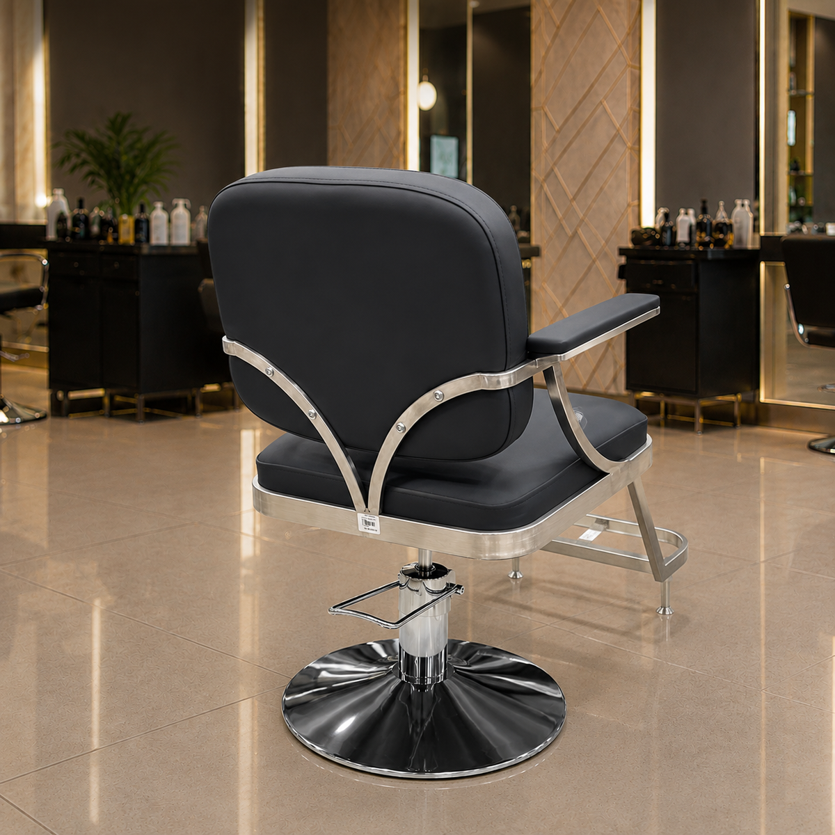 Professional Hydraulic Salon Styling Chair with Metal Armrests, PU Leather, Heavy-Duty Base for Hair & Beauty Salon | VYBEÂ®