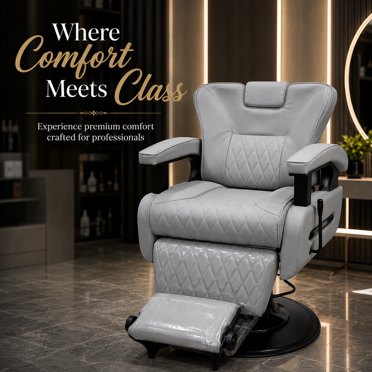 Professional Hydraulic Reclining Barber Chair with Adjustable Headrest & Convertible Bed for Salon, Spa, Facial, Tattoo & Beauty Studio | VYBEÂ®