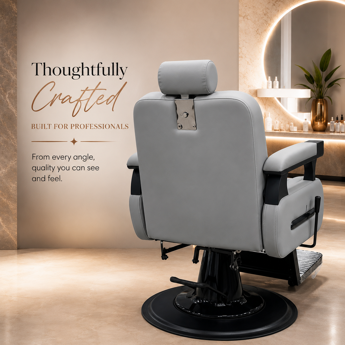 Professional Hydraulic Barber Chair with Adjustable Headrest, Heavy-Duty Salon Styling Chair with Footrest & Premium PU Leather for Barbershop, Salon & Spa | VYBEÂ®