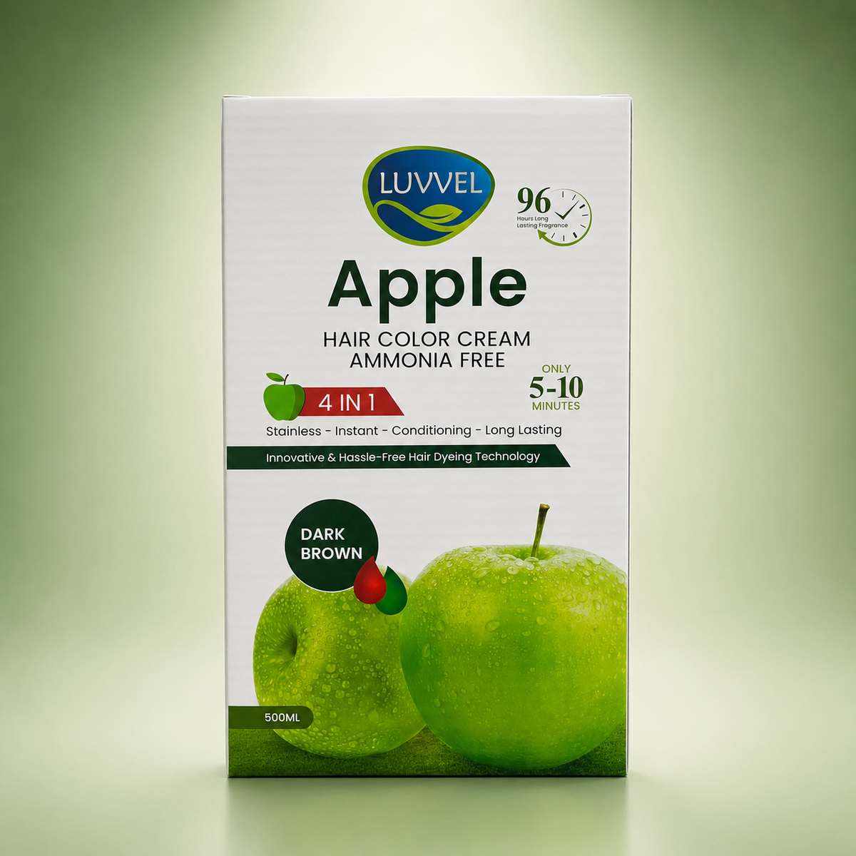 LUVVEL Apple Hair Color Cream Ammonia-Free 4-in-1 (250ml A + 250ml B) | VYBEÂ®