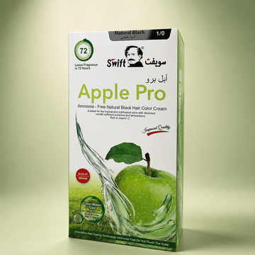 Swift Apple Pro Ammonia-Free Natural Black Hair Color Cream (A+B Pouch Set) | VYBEÂ®
