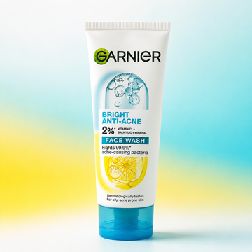Garnier Bright Anti-Acne Face Wash 2% Vitamin C + Salicylic Acid 100ml | VYBEÂ®