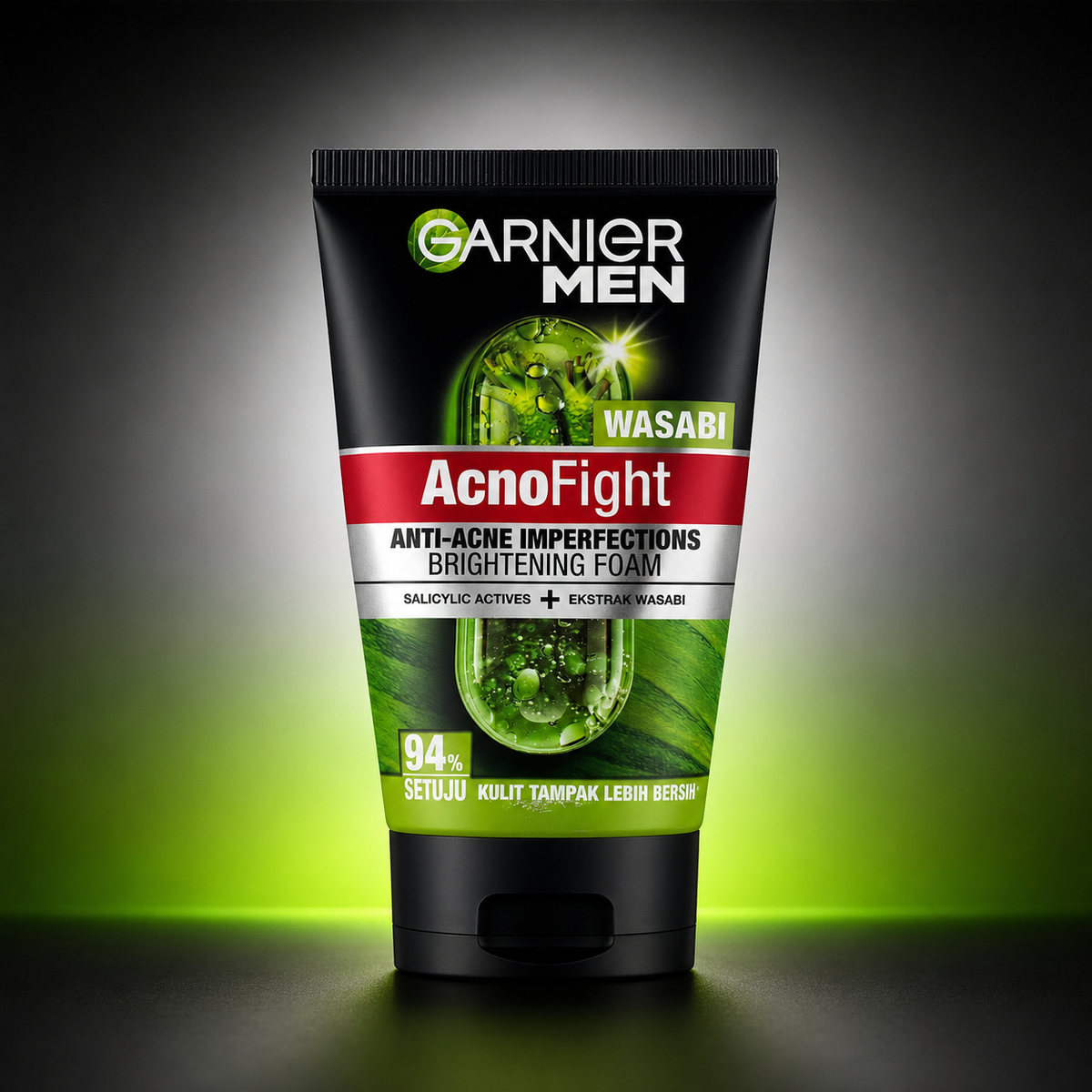 Garnier Men AcnoFight Wasabi Anti-Acne Brightening Foam Face Wash 100ml VYBEÂ®