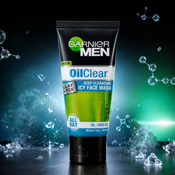Garnier Men OilClear Deep Cleansing Icy Face Wash (50ml , 100ml) | VYBEÂ®