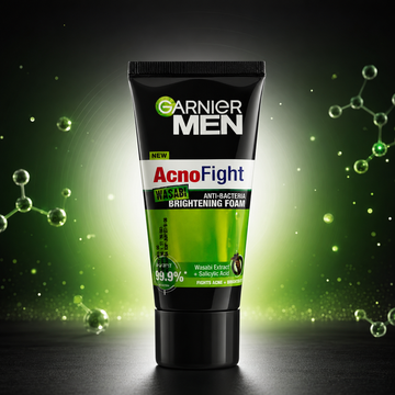 Garnier Men AcnoFight Wasabi Anti-Bacteria Brightening Foam Face Wash (50ml / 100ml) | VYBEÂ®