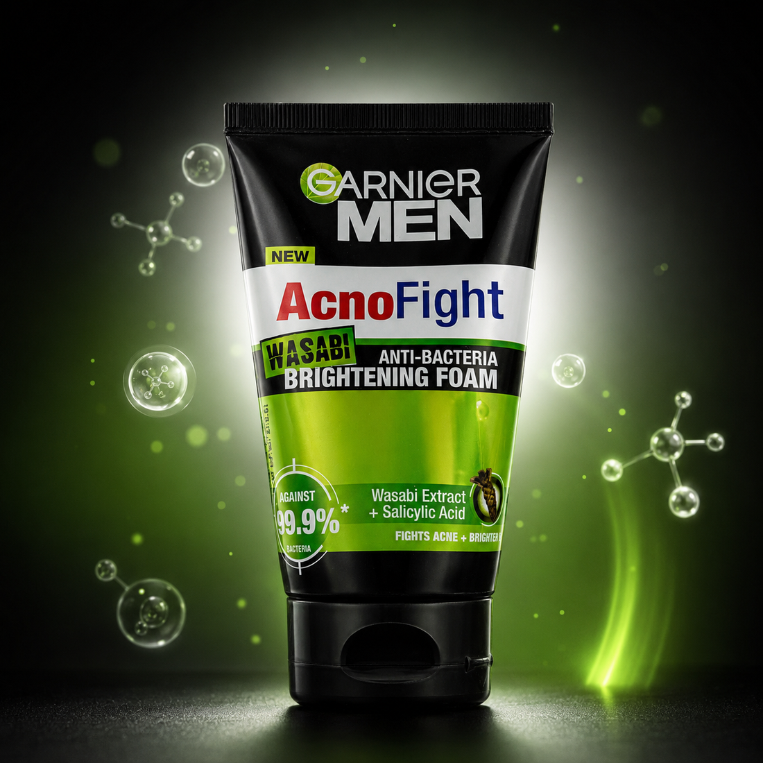 Garnier Men AcnoFight Wasabi Anti-Bacteria Brightening Foam Face Wash (50ml / 100ml) | VYBEÂ®