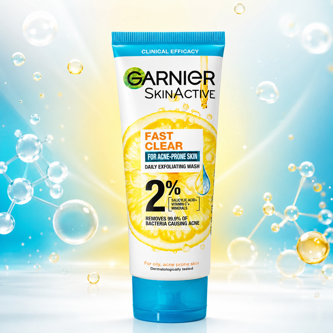 Garnier SkinActive Fast Clear 2% Daily Exfoliating Face Wash for Acne-Prone Skin (50ml / 100ml) | VYBEÂ®