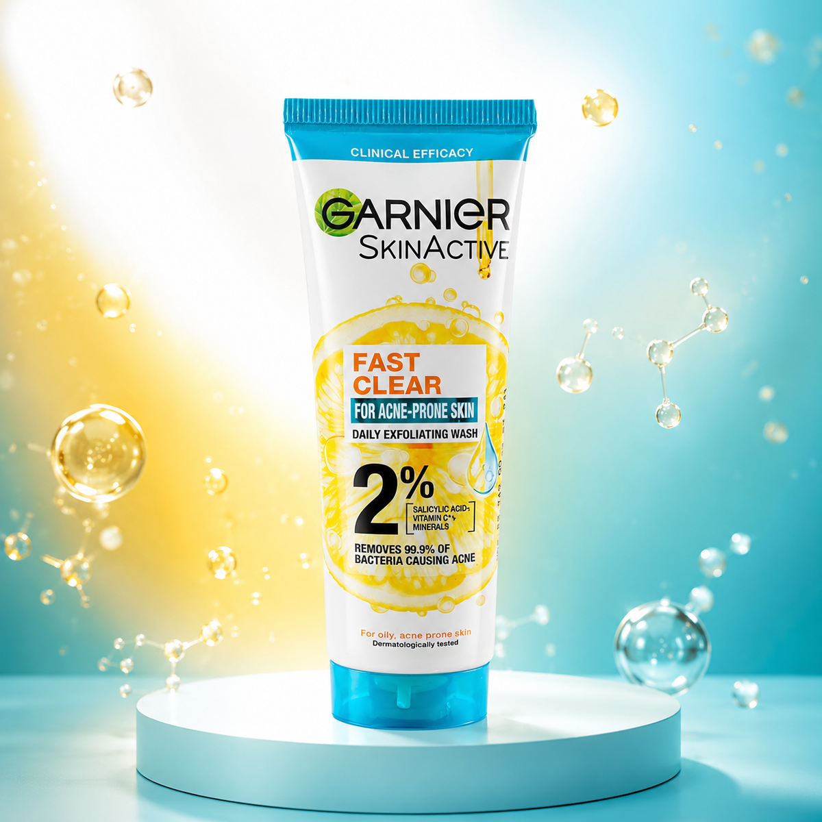 Garnier SkinActive Fast Clear 2% Daily Exfoliating Face Wash for Acne-Prone Skin (50ml / 100ml) | VYBEÂ®