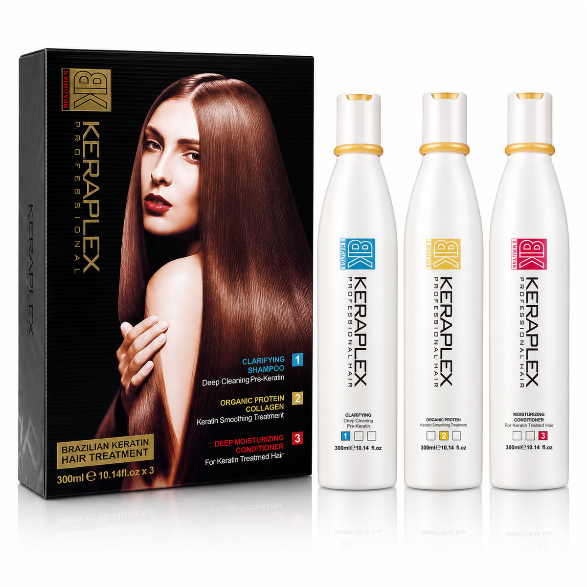 BK Keraplex Brazilian Keratin Hair Treatment Kit - 300ml x 3