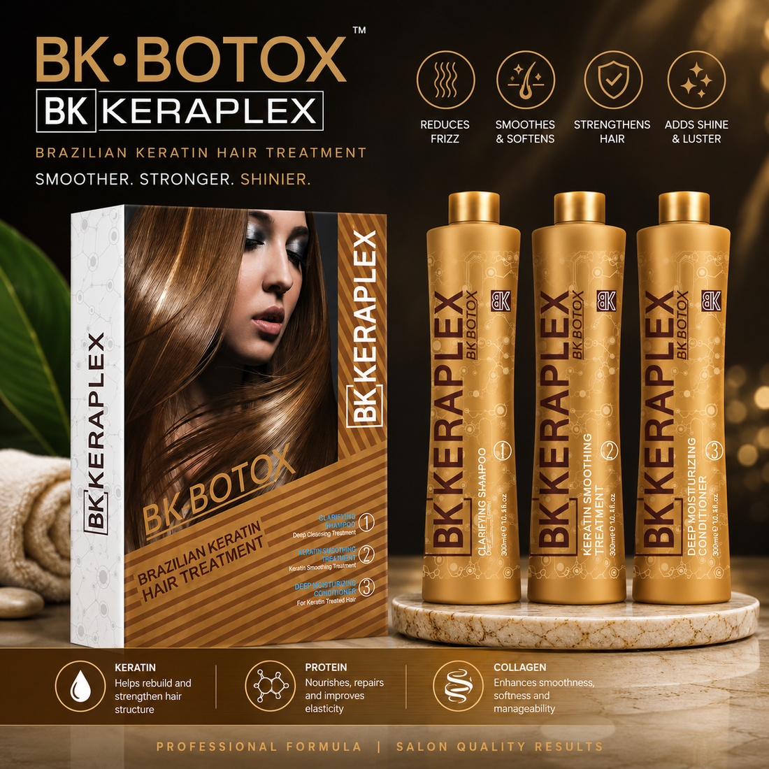 BK Keraplex Botox Brazilian Keratin Hair Treatment Set - 350ml x 3