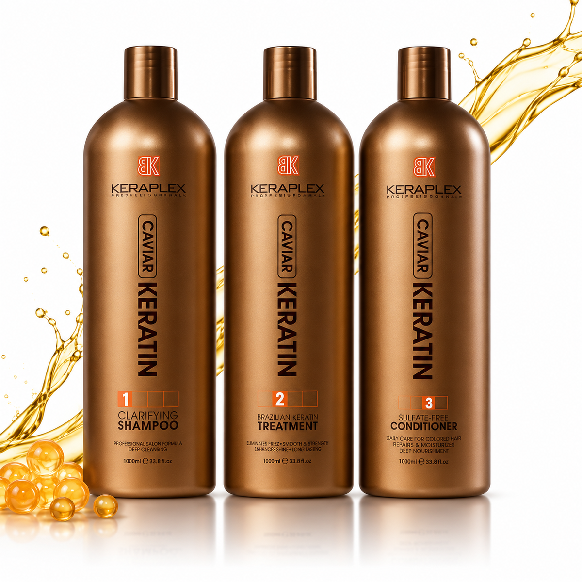 BK Keraplex Caviar Keratin 3-Step Hair Treatment - 1000ml x 3
