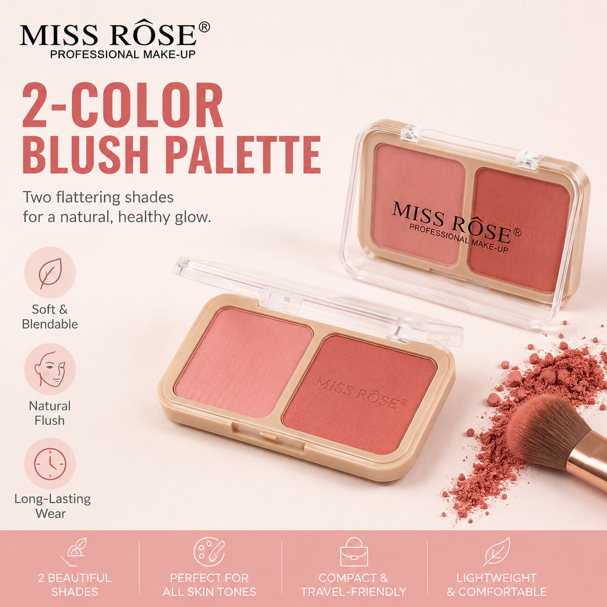 Miss Rose 2-Color Blush Palette